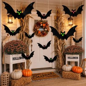 12-Pack Hanging Bat Halloween Decorations 3 Assorted Sizes - Weather-Resistant Flying Bat Decor For Outdoor Yard, Trees & Indoor Party