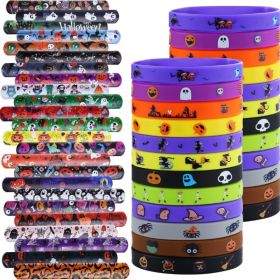 48 Pcs Halloween Slap Bracelets, Rubber Wristbands, Party Favors For Kids & Treat Bags