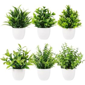 Artificial Potted Plants 6 Units, Small Faux Greenery For Home, Office, Desk, Table, Bathroom And Indoor Decor