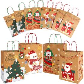 24 Pack Christmas Gift Bags, Bulk Xmas Gift Bags With Handles, 8.7 X 6.3 X 3.2 Inch Holiday Treat Bags For Gifts & Parties
