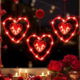 3 Pack Valentines Day Heart Window Lights With Timer