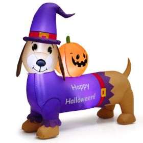 5 Feet Long Halloween Inflatable Dachshund Dog With Pumpkin