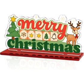 Merry Christmas Acrylic Plaque Sign, Festive Holiday Table Decor, Decorative Christmas Display For Home, Office, Shelf & Mantel