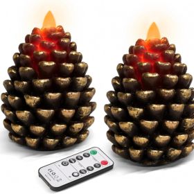2 Pack Flameless Pinecone Candles With 2 To 8 Hour Timer