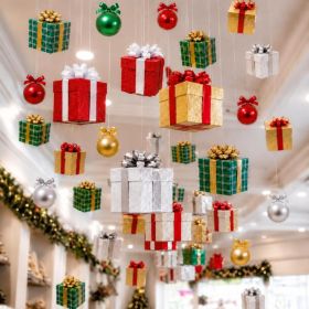 Christmas Hanging Ceiling Decorations Ball And Gift Box Cutout