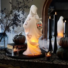White Pre-Lit Phantom Halloween Decoration, 20-Inch LED Ghost Figure, Indoor Halloween Decor