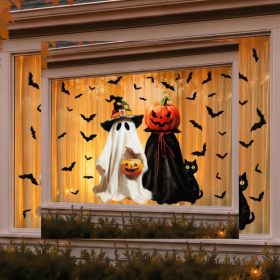 2 Pack Halloween Window Clings Ghost And Pumpkin Lantern Stickers For Glass Door Window Mirror Home Office Party Decor