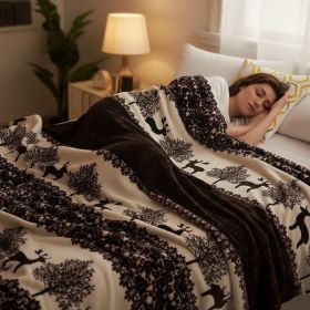 1PC Soft Fleece Throw Blanket, Lightweight Warm Plush Blanket For Camping Sofa Bedroom (Option: Brown-108x90 inch)