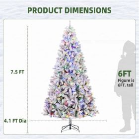 Pre-lit Flocked Artificial Christmas Tree With Premium Lights (Option: 7.5FT)