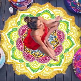 Polygon Printing Tassel Round Bath Towel Yoga Mat (Option: YELLOW)
