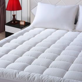 Ultra-Soft Quilted Cooling Mattress Topper Pad, Pillow Top Mattress Topper, Ultra-Soft Quilted Cooling Mattress Protector, Suitable For 8-24 Inch (Option: White 450g cal king)
