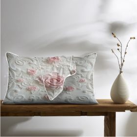 2pcs Rose Palace Style Bedroom Satin Print Soft And Skin Friendly Pillowcase (Option: 66x51cm-Pink)