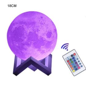 16-Color Lamp With Stand And Remote, Moon Lamp, LED Night Light With Dock, Creative Moon Light Uniq (Option: 18CM)