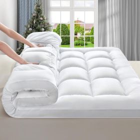 Ultra-Soft Quilted Cooling Mattress Topper Pad, Pillow Top Mattress Topper, Ultra-Soft Quilted Cooling Mattress Protector, Suitable For 8-24 Inch (Option: White 900g cal king)