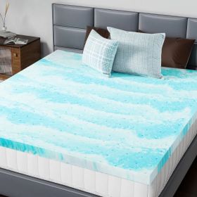 2-3 Inch Gel Memory Foam Mattress Topper Full Size Cooling Mattress Soft and Breathable Bed Topper School Bedroom Furniture (Option: 2 Inches/Queen-blue)