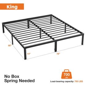 Heavy Duty Metal Bed Frame with Sturdy Steel Slat Support, No Box Spring Needed (Option: KING)