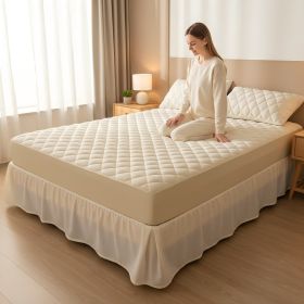 1PC Elastic Fitted Sheet, Quilted Mattress Cover, All Season Bedroom Bedding (Option: 54x76 inch)
