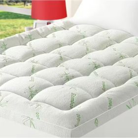 Sleep Solution Ultra Soft Queen Size Mattress Topper - Rayon Derived From Bamboo Pillow Top Mattress Pad For Back Pain Relief - Naturally Cooling (Option: Green 900g king)